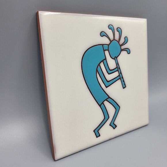 Vintage Kokopelli Ceramic Tile Trivet Wall Hanging Flute Dancer Handcrafted USA - Picture 2 of 8